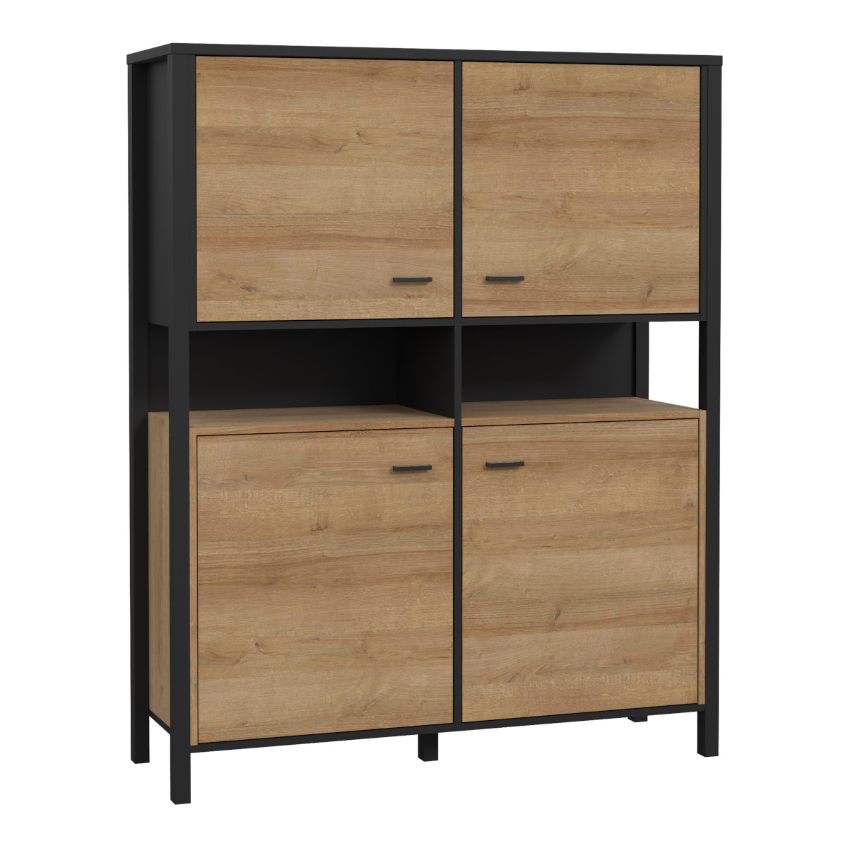 High Rock Storage Cabinet in Matt Black and Riviera Oak